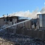 Mermer fabrikası deposunda yangın