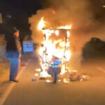 3 tekerlekli motosiklet seyir halindeyken yandı