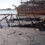 Yanan tekneden geri kalanlar yüzeye çıkarıldı