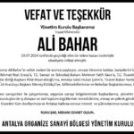 OSB vefat ve teşekkür