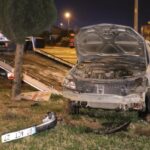 Refüje çıkan otomobilin sürücüsü yaralandı