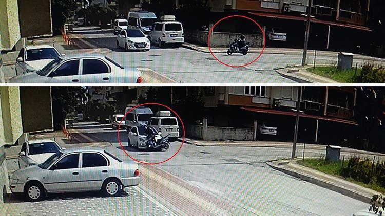 Feci kaza Motosiklet sürücüsü havada taklalar attı