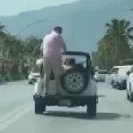 Alanya’da üstü açık araçla trafiği tehlikeye attılar