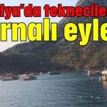 Antalya'da teknecilerden kornalı eylem