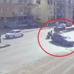 Kaza yapan motosikletliyi kaskı kurtardı