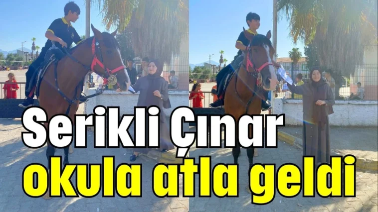 Serikli Çınar okula atla geldi