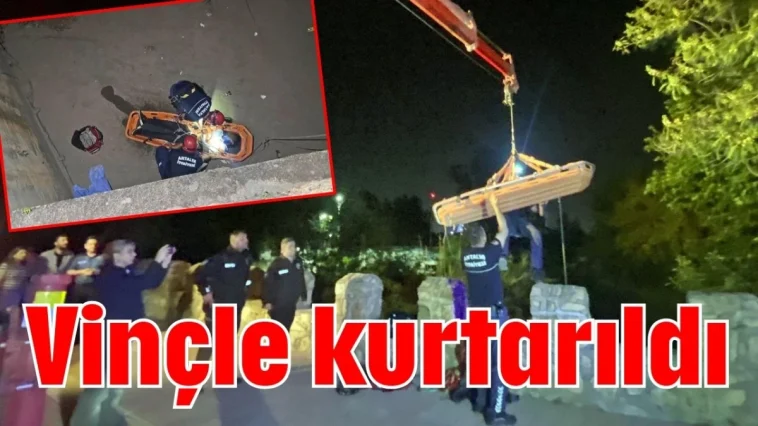 Vinçle kurtarıldı