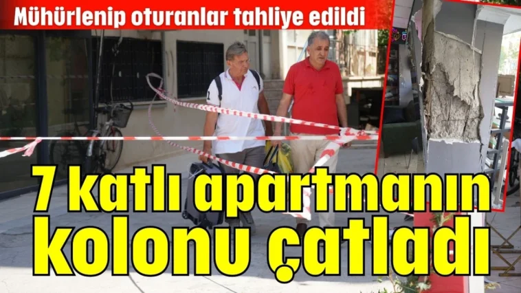 7 katlı apartmanın kolonu çatladı