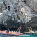 Alanya Kalesi'nde kayalık bölgede mahsur kalan dağ keçisi kurtarıldı