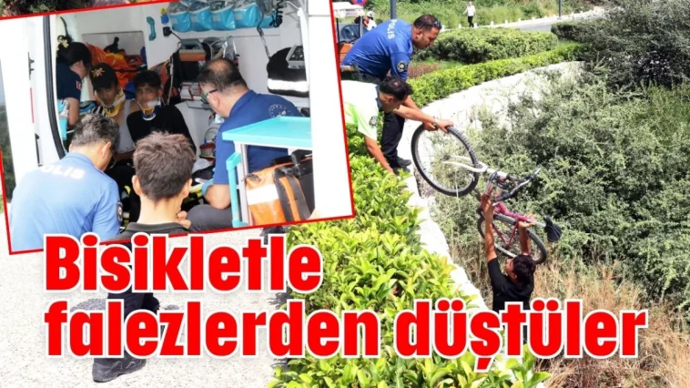 Antalya'da bisikletle falezlerden düştüler