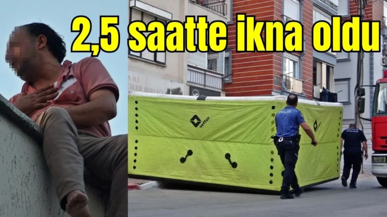Antalya'da çatıya çıkan adam 2,5 saatte ikna oldu