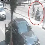 Serik'te motosikletle bisikletin çarpıştığı kaza kamerada