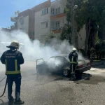 Seyir halindeyken yanmaya başlayan otomobil küle döndü