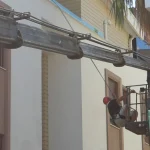 Ağaç budanması için kiralanan vinç yan yattı