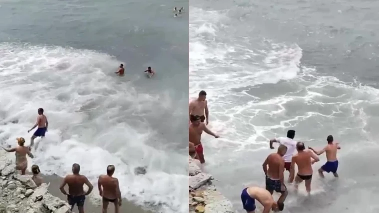 İnsan zinciri ile boğulan genci kurtardılar