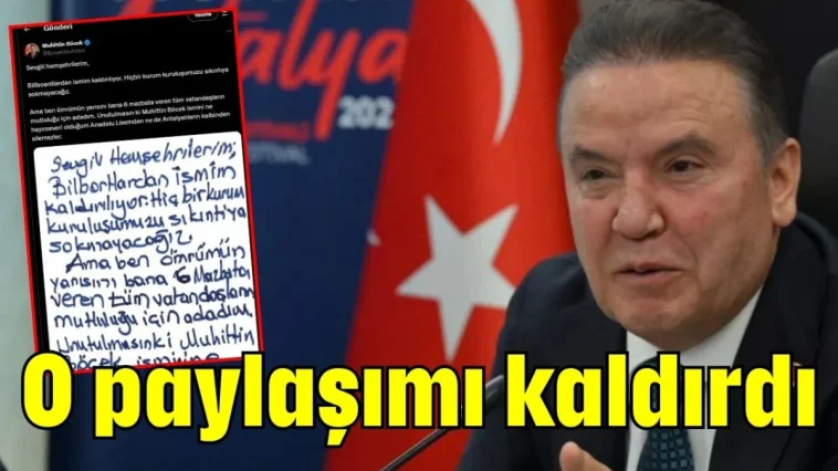 Muhittin Böcek o paylaşımı kaldırdı