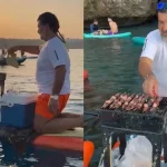 SUP üzerinde mangalı gören gözlerine inanamadı