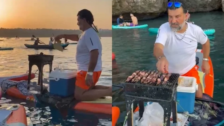 SUP üzerinde mangalı gören gözlerine inanamadı