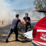 Aksekide otluk alanda yangın çıktı