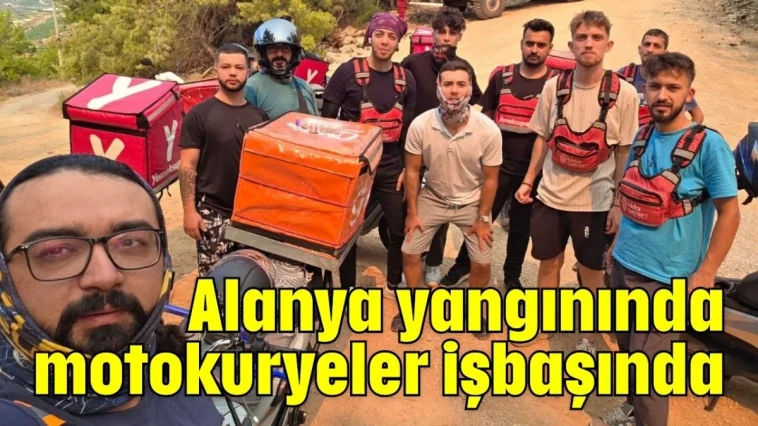 Alanya yangınında motokuryeler işbaşında