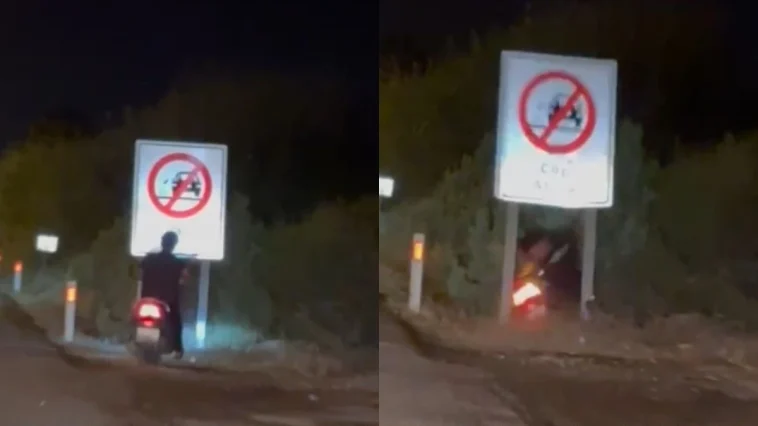 Antalya'da motosiklet sürücüsü yol kenarındaki uyarı levhasına kafasını çarptı