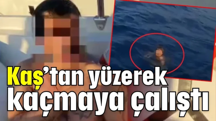 Kaş’tan yüzerek kaçmaya çalıştı