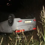 Takla atan araçtan burnu kanamadan çıktılar