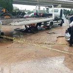 Alt yapı çalışması yapılan alan yağış dolayısıyla çöktü