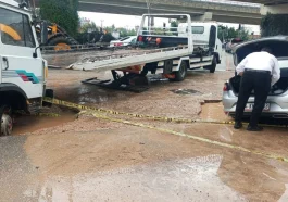 Alt yapı çalışması yapılan alan yağış dolayısıyla çöktü