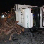 Antalya'da odun yüklü kamyon devrildi, trafik 3 saat durdu