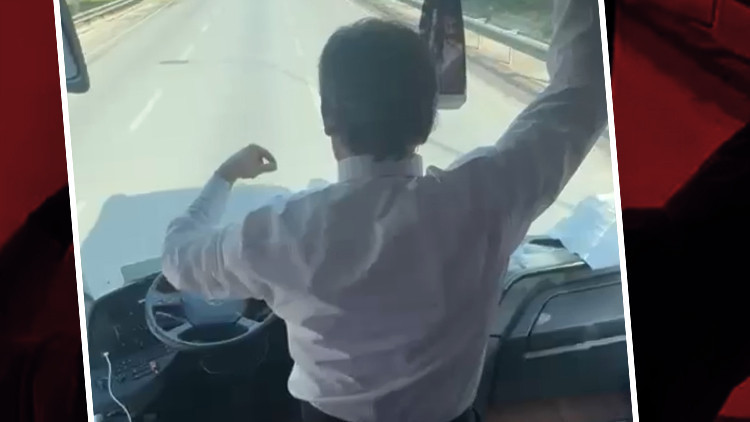 Taraftar otobüsünün şoföründen akılalmaz hareket