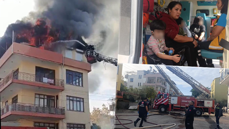 Alevler içinde mahsur kalan 3 çocuğu inşaat işçileri kurtardı