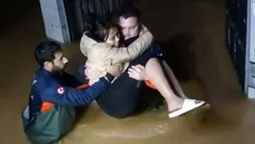 Alanya'da mahsur kalan kadını AFAD ve İHH kurtardı