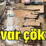 Alanya'da yağıştan duvar çöktü