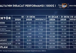 Antalya ihracatı ekimde geriledi