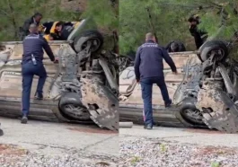 Manavgat’ta otomobil takla attı: 2 yaralı