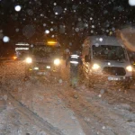Alacabel’de gece saatlerinde kar yağışı