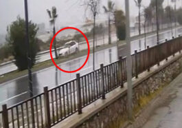 Kontrolden çıkan otomobil refüjdeki ağaca çarparak ters döndü