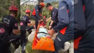 Antalya’da dağda mahsur kalan yaralı kurtarıldı