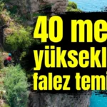 40 metre yükseklikte falez temizliği