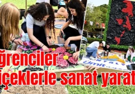 Antalya'da öğrenciler çiçeklerle sanat yarattı