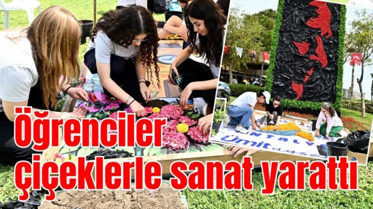 Antalya'da öğrenciler çiçeklerle sanat yarattı