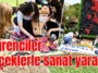 Antalya'da öğrenciler çiçeklerle sanat yarattı