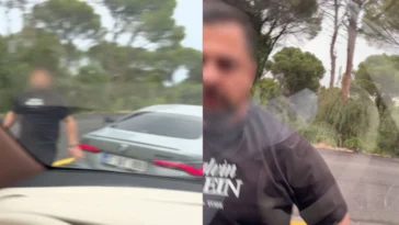 Antalya'da trafikte kavga anları kamerada