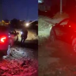 Kapatılan turizm yolundaki bariyerler kaldırılınca araçlar çukura düştü