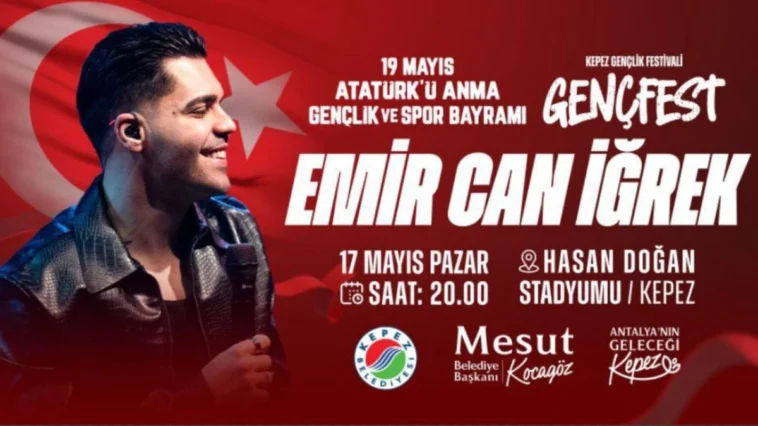 Kepez’de 19 Mayıs sahnesinde Emir Can İğrek konseri