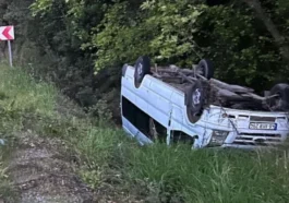 Minibüs yoldan çıktı: 2 yaralı
