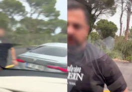 Antalya'da trafikte kavga anları kamerada